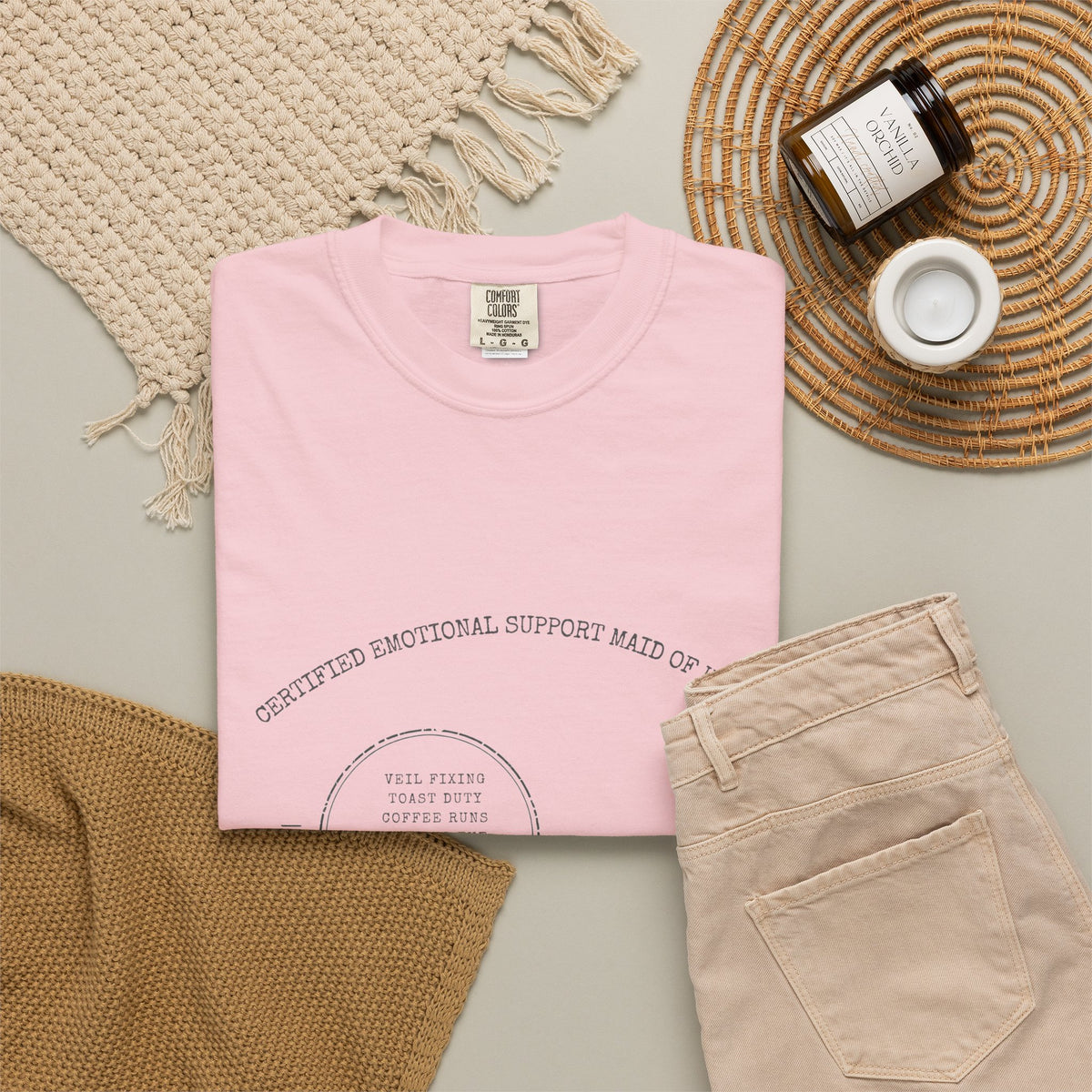 Emotional Support Maid of Honor Shirt — Vintage Apothecary Rx Badge Tee | Comfort Colors® 1717