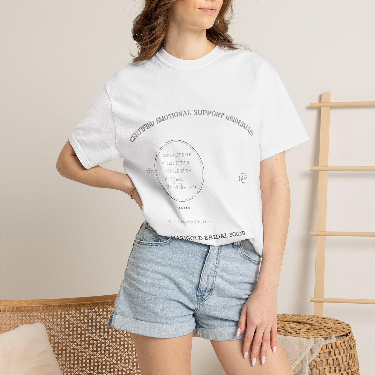 Emotional Support Bridesmaid Shirt — Vintage Apothecary Rx Badge Tee | Comfort Colors® 1717