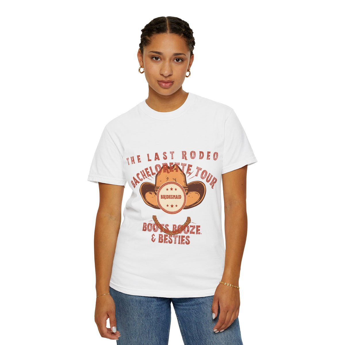 The Last Rodeo Bridesmaid Shirt — Retro Western Bachelorette Tour Tee | Boots, Booze & Besties