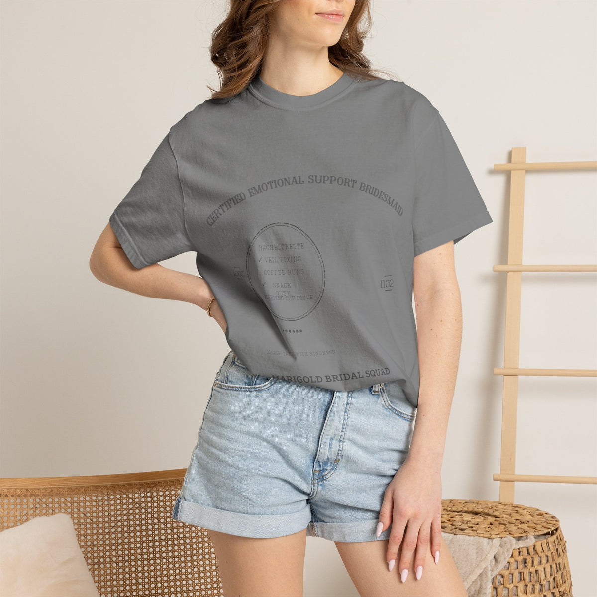 Emotional Support Bridesmaid Shirt — Vintage Apothecary Rx Badge Tee | Comfort Colors® 1717