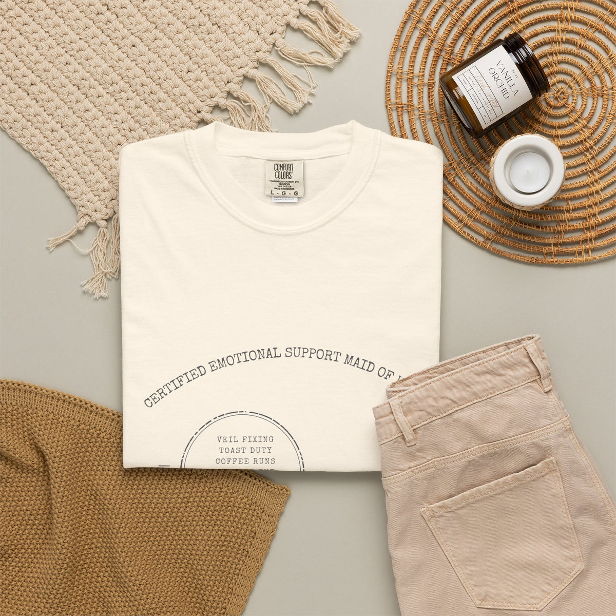 Emotional Support Maid of Honor Shirt — Vintage Apothecary Rx Badge Tee | Comfort Colors® 1717